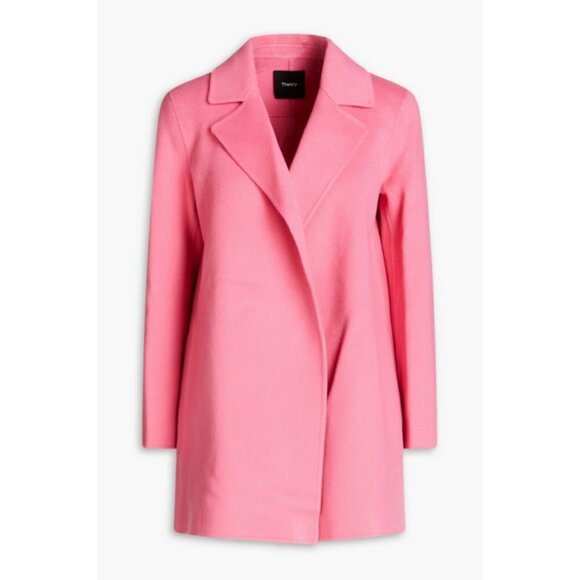 💕THEORY💕 Clairene Luxe Blazer Coat Wool Cashmere Blend Pink Orchid Large L NWT - Picture 10 of 16